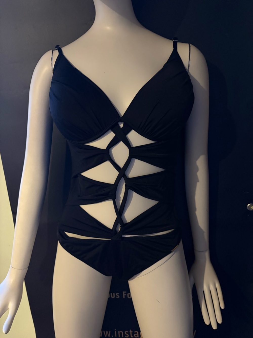 Azura Black One-Piece Swim with Front Cutouts